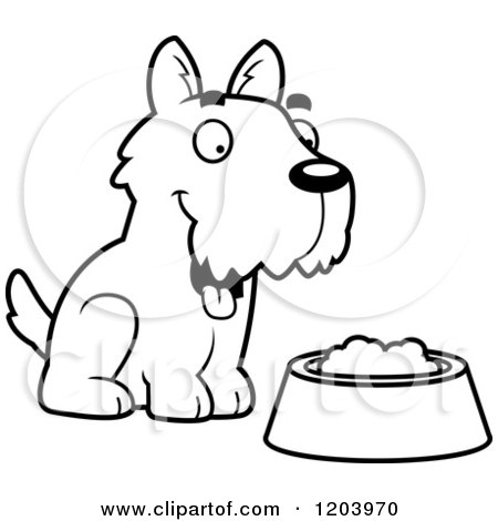 450x470 Cartoon Of A Black And White Cute Scottish Terrier Puppy By Dog