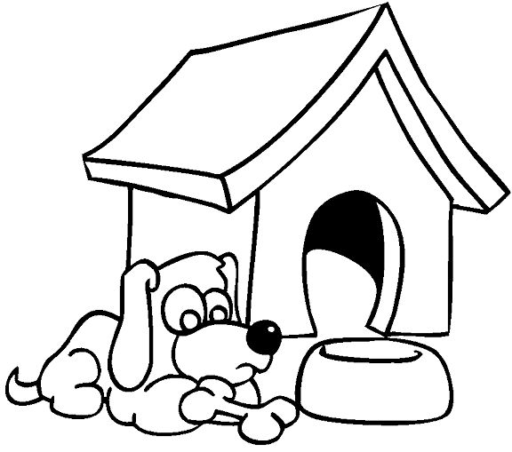 576x509 Dog And Dog House Coloring Page House Template