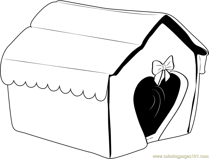800x608 Heart Shape Dog House Coloring Page