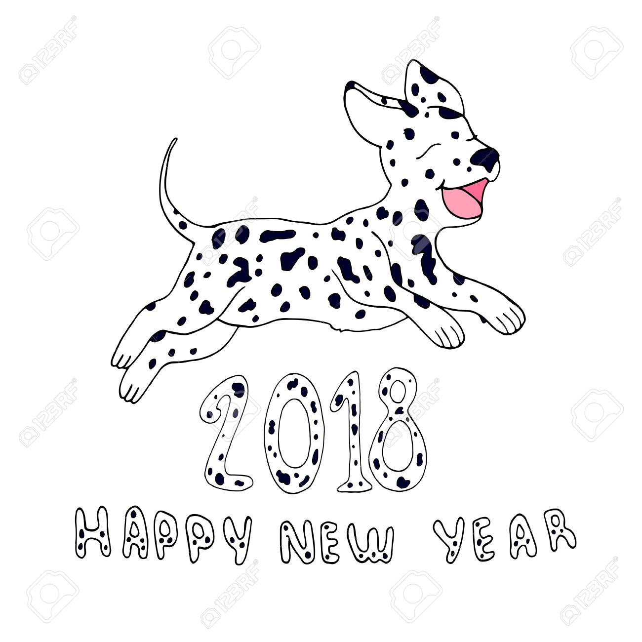 1300x1300 Happy Dog As A Symbol 2018,isolated On White Background.design