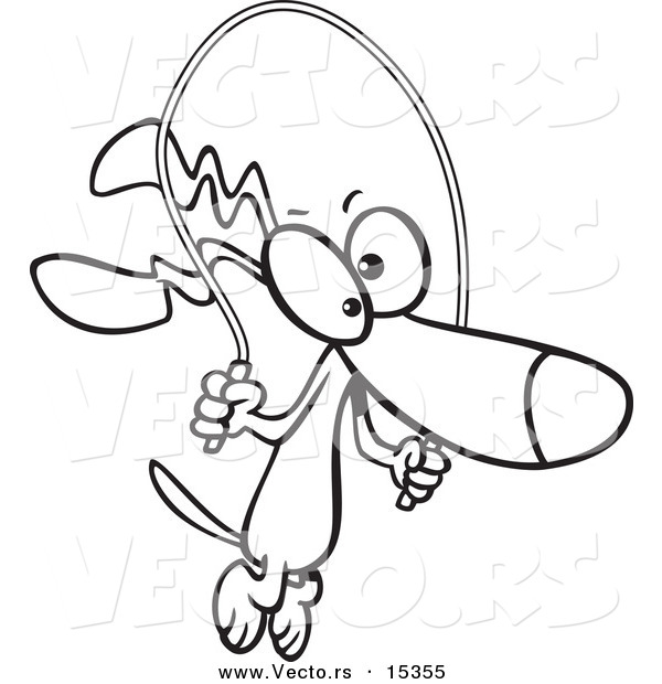 600x620 Vector Of A Cartoon Dog Jumping Rope