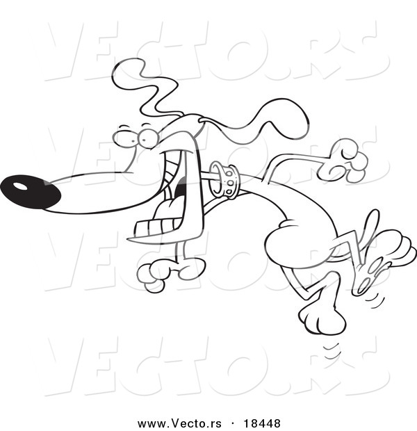 600x620 Vector Of A Cartoon Happy Dog Jumping