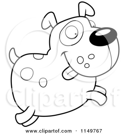 450x470 Cartoon Clipart Of A Black And White Chubby Spotted Dog Jumping