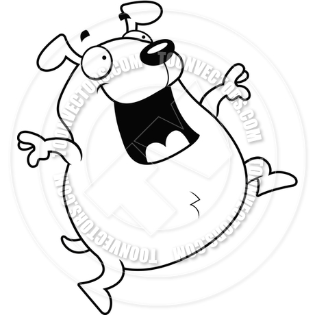 460x460 Cartoon Dog Jumping (Black And White Line Art) By Cory Thoman