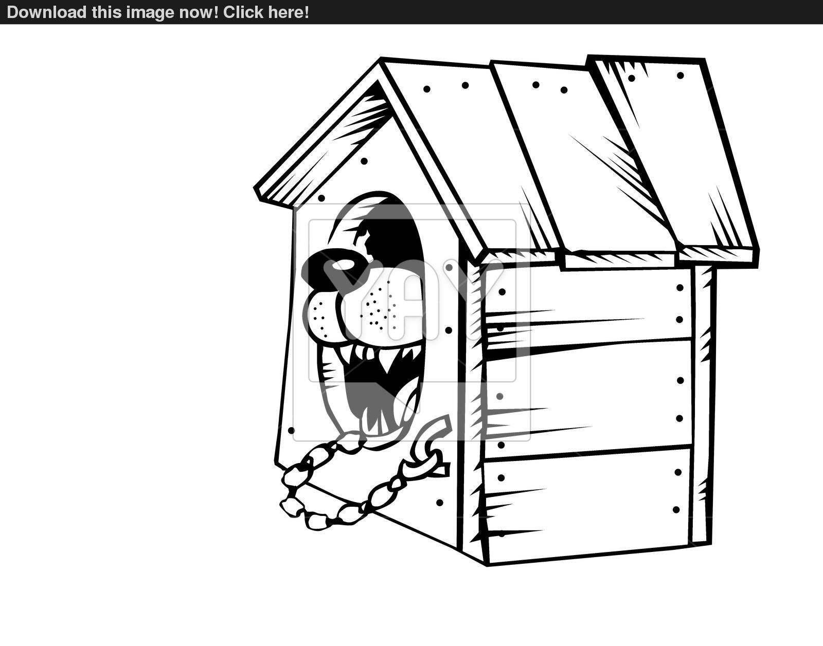1600x1257 Vector Drawing Of The Dog In Kennel On White Background Image