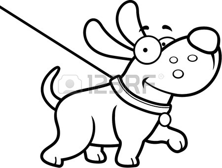 450x340 A Cartoon Illustration Of A Dog On A Leash Going For A Walk