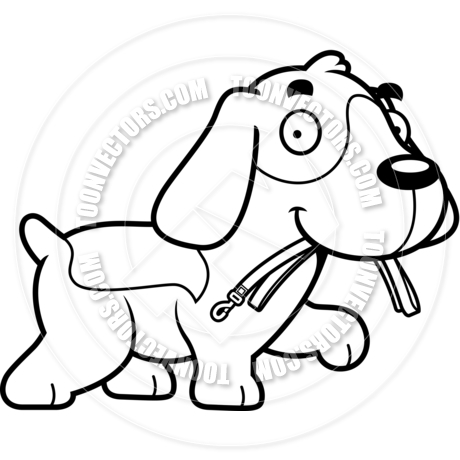 460x460 Cartoon Beagle Dog Leash (Black And White Line Art) By Cory Thoman