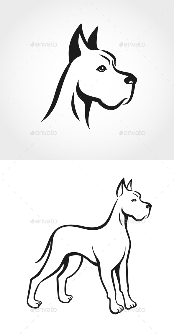 590x1133 Dog Line Drawing On White Background By Teneresa Graphicriver