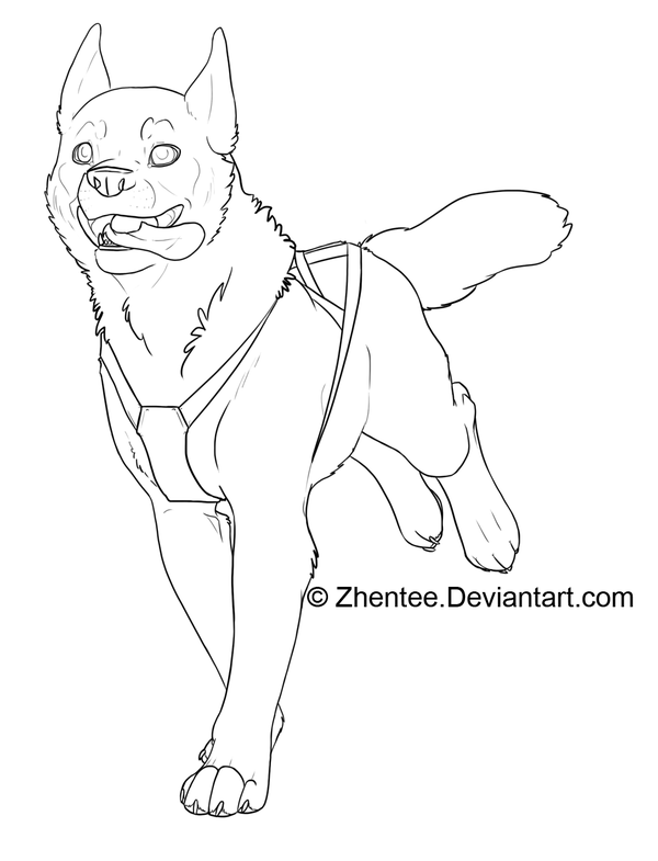 600x785 Sled Dog +free Line Art  By Zhentee