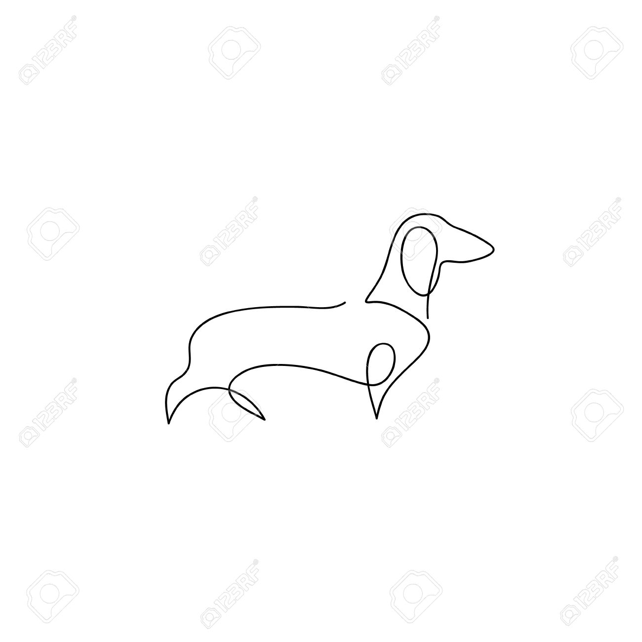 1300x1300 One Line Dog Design Silhouette. Dachshund. Hand Drawn Minimalism