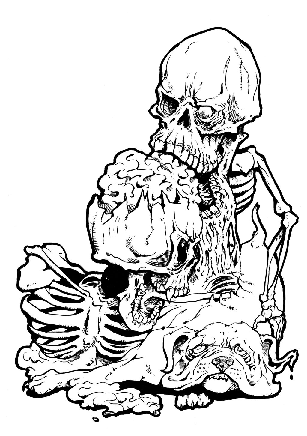 1024x1454 Skull Line Art
