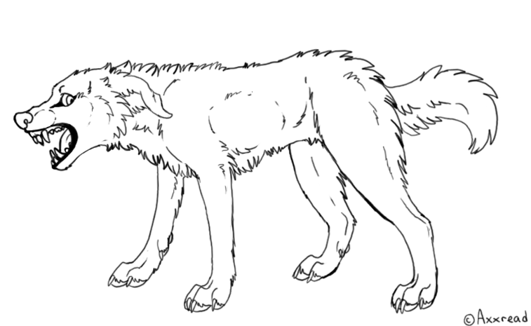757x465 Snarling Dog Lineart By Axxread