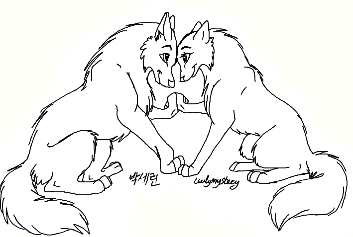 709x477 Here's The Paint Friendly Version Of The Dogwolf Couple Lineart