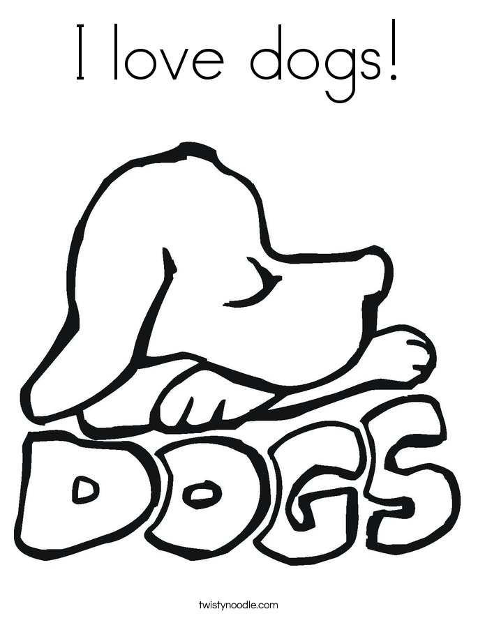 685x886 I Love Dogs Coloring Page