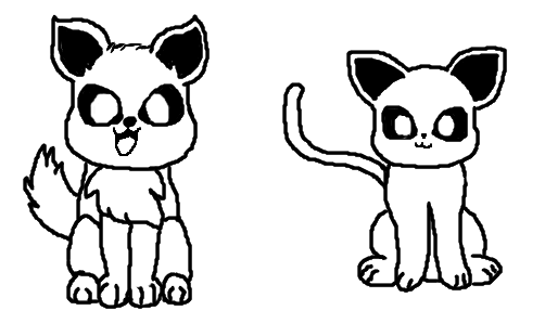 502x298 Chibi Cat And Dog (Old Drawing Style) By Pokeruseevee