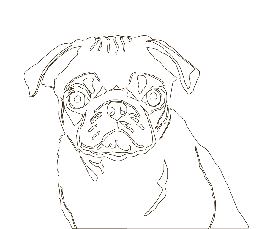 872x771 Pug Dog Outline Drawing