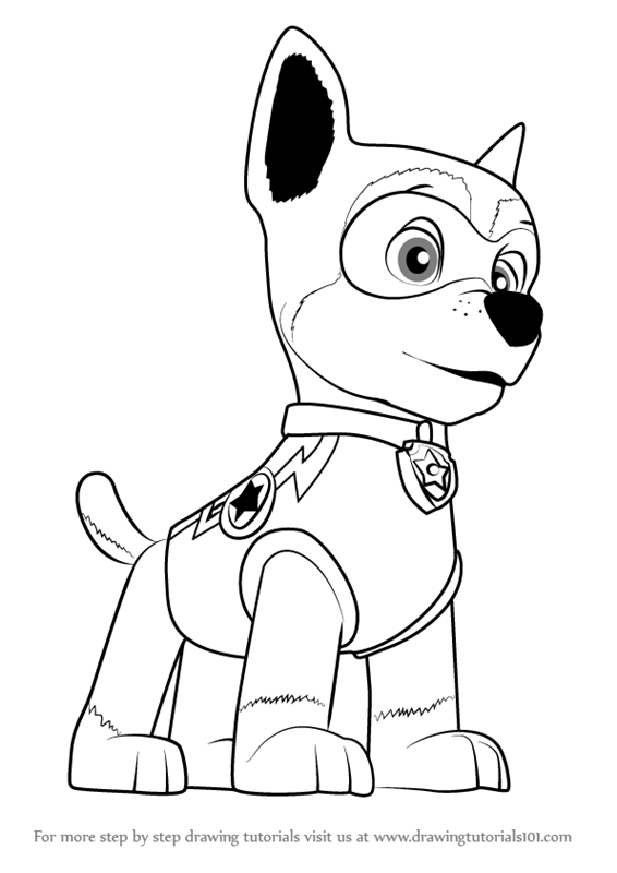 566x800 Learn How To Draw Super Chase From Paw Patrol (Paw Patrol) Step By