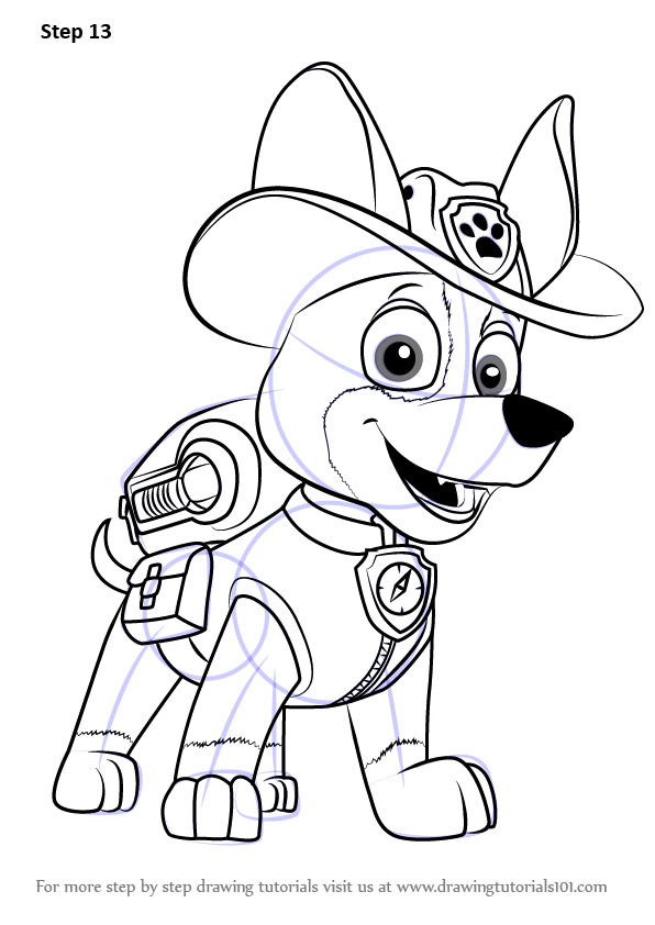 596x842 Learn How To Draw Tracker From Paw Patrol (Paw Patrol) Step By