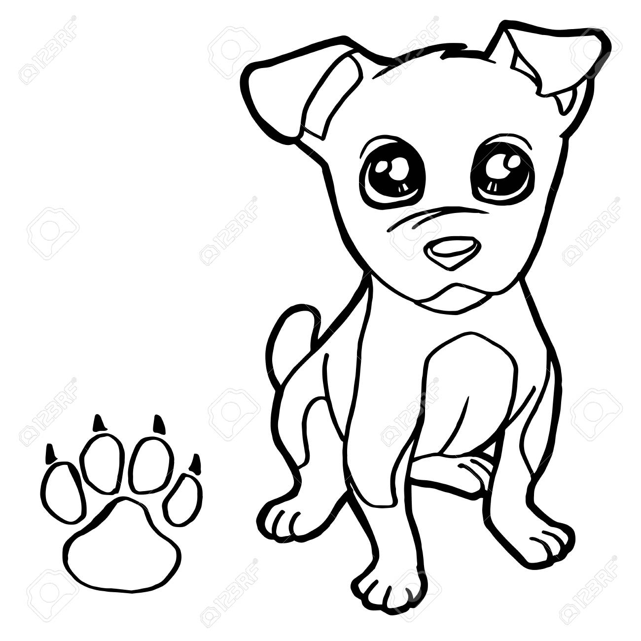 1300x1300 Dog With Paw Print Coloring Page Vector Royalty Free Cliparts