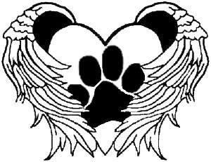 300x231 Paw Print Heart Wings Vinyl Car Decal Art Wall Sticker Usa Dog Cat