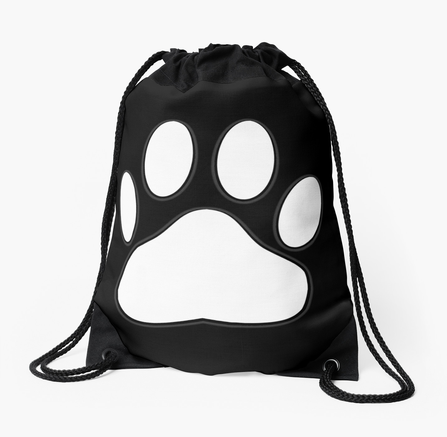 1435x1404 White Dog Paw Print Drawstring Bags By Almdrs Redbubble