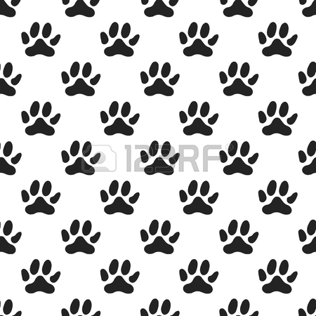 450x450 Cute Hand Drawn Nursery Seamless Pattern With Dog Paw Prints