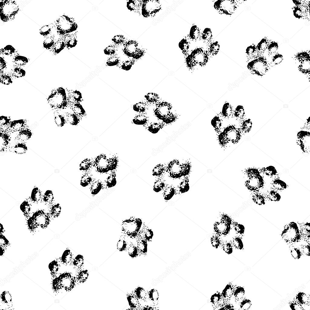 1024x1024 Paw Grunge Footprint Of Dog Or Cat Seamless Pattern Background