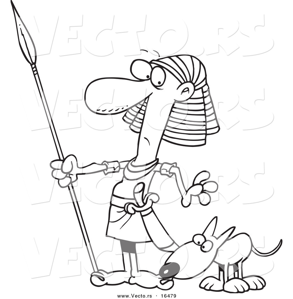 1024x1044 Vector Of A Cartoon Dog Sniffing An Egyptian Guard's Foot