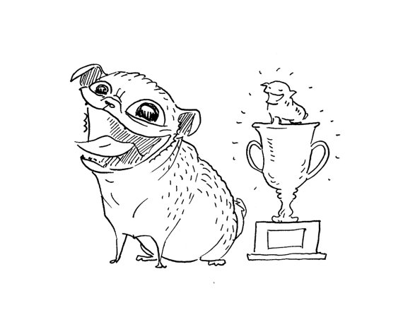 570x456 Good Job Handmade Pug Card Or Pug Art Print