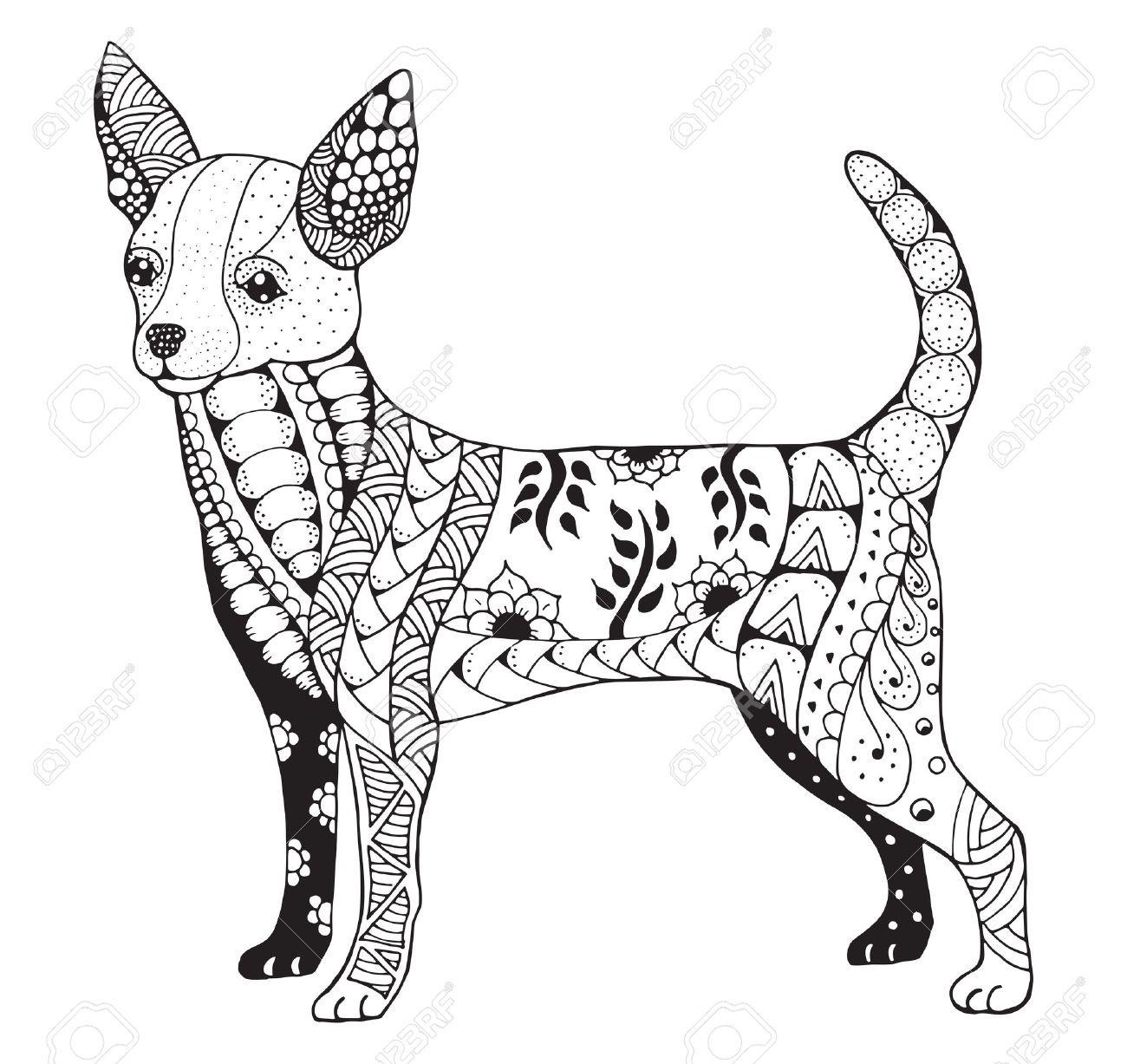 1300x1227 Chihuahua Stylized, Illustration, Freehand Pencil, Hand Drawn