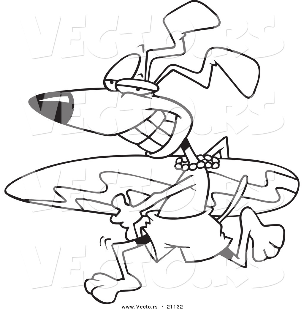 1024x1044 Vector Of A Cartoon Surfer Dog Running With A Board