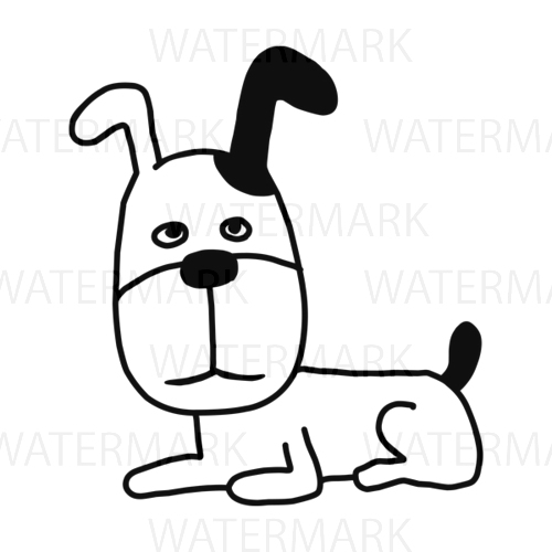 500x500 Cute Dog Sitting With One Black Ear Line Drawing Boring Bored