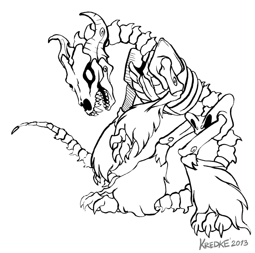 880x874 Skeleton Dog By Whiterthanred
