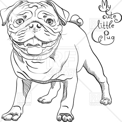 400x400 Black And White Sketch Cute Dog Royalty Free Vector Clip Art Image
