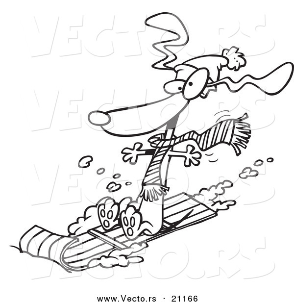 600x620 Vector Of A Cartoon Wiener Dog Sledding