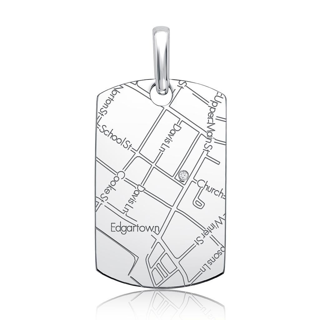 1024x1024 Sterling Silver Women's Map Dog Tag Pendant Maps By A.jaffe