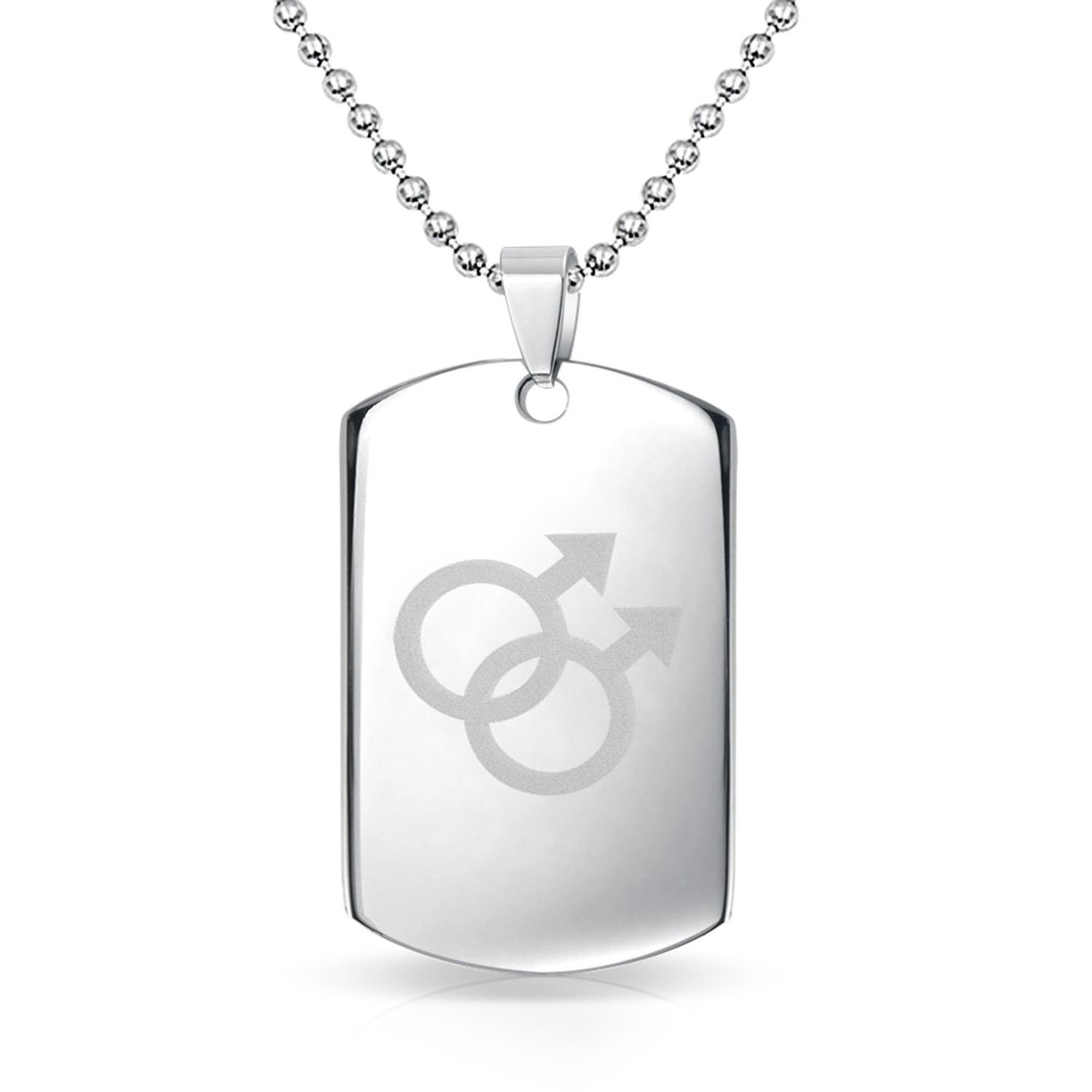 1500x1500 Male Symbol Gay Pride Steel Dog Tag Pendant Necklace 20in