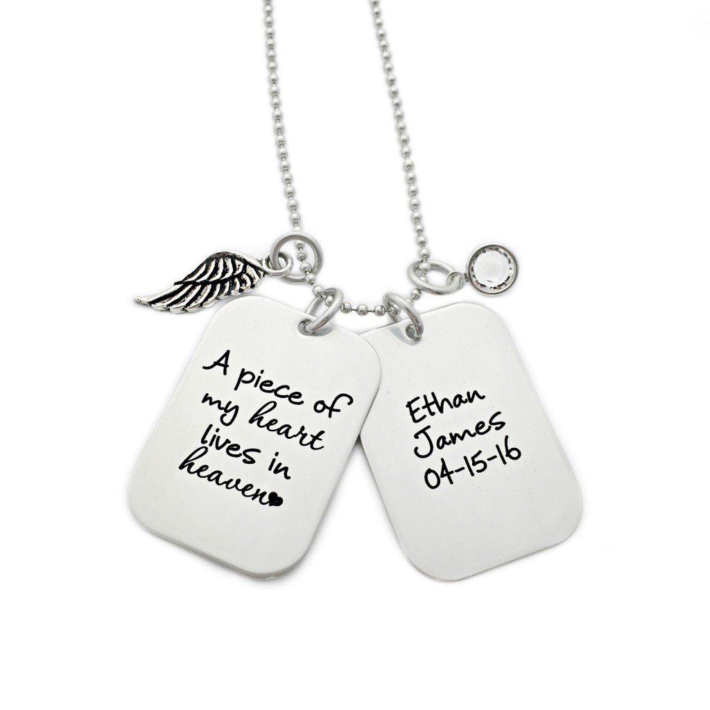 1024x1024 A Piece Of My Heart Lives In Heaven Dog Tag Necklace Men Or Women