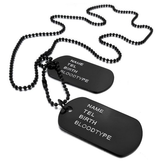 535x535 Buy New Mens Black Alloy Army Style 2pcs Name Dog Tag Frosting