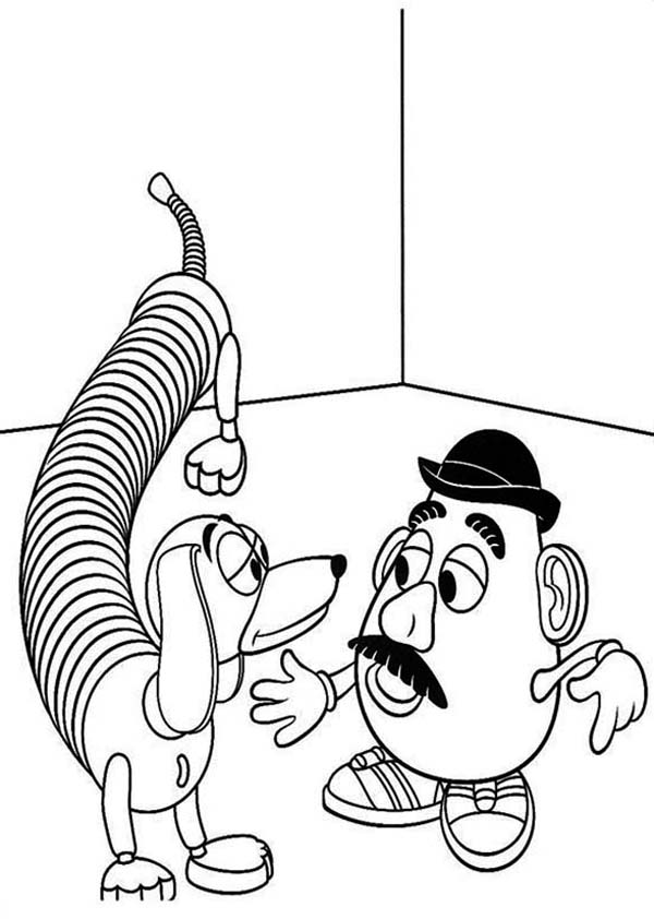 600x842 Slinky Dog And Mr Potato Head In Toy Story Coloring Page
