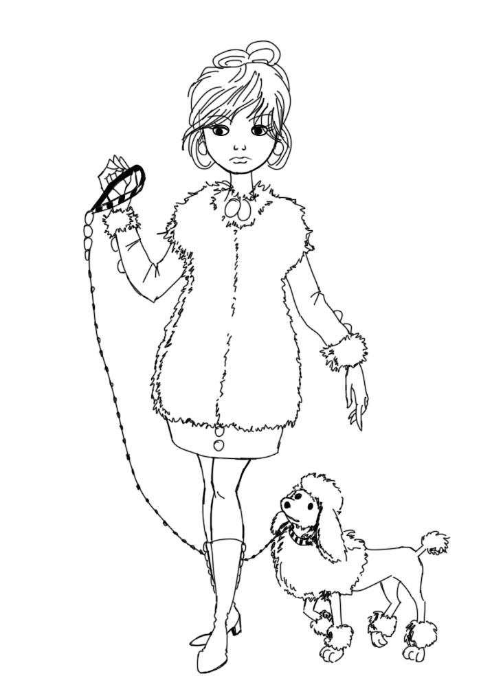 700x1000 How To Draw A Fancy Lady And A Poodle 15 Steps (With Pictures)