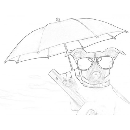 500x500 Relaxing With Umbrella Sketch For Canvas Painting