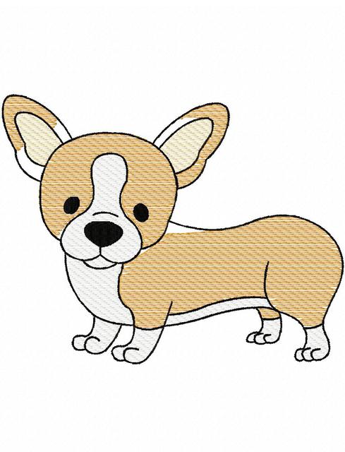 489x640 Corgi Sketch Embroidery Design