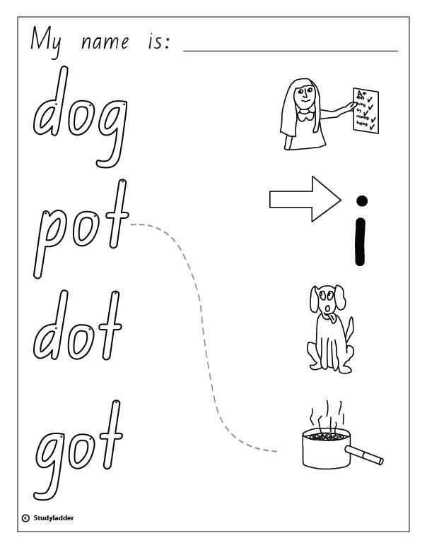 604x782 Words And Pictures Pot, Dot, Got, Dog, English Skills Online