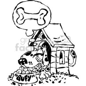 300x300 Royalty Free Cartoon Black White Dog In A Doghouse 387858 Vector