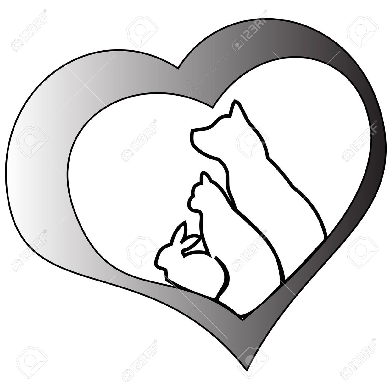 1300x1300 Heart Clipart Dog And Cat