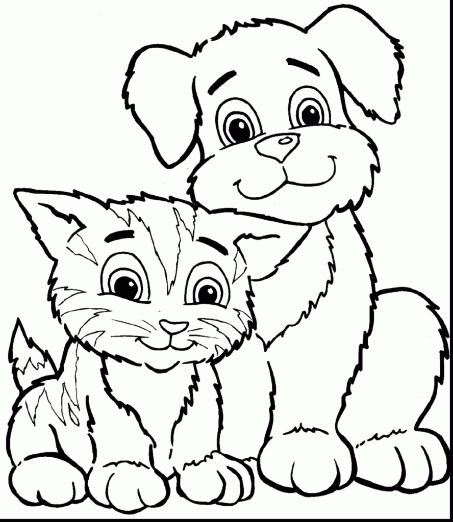 888x1024 Stunning Dog Coloring Pages And Cat Simple Page With For Dogs Cats