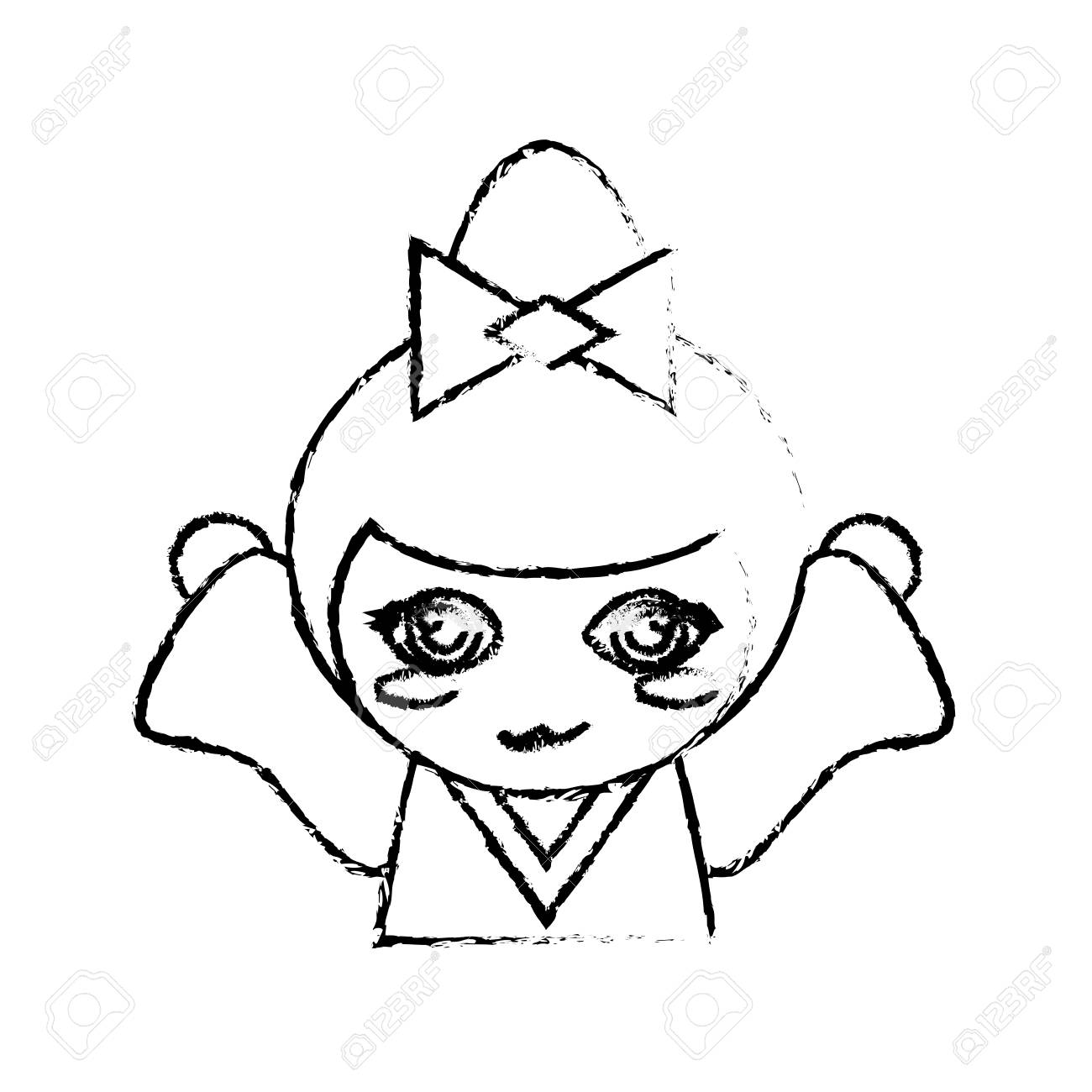 1300x1300 Japanese Doll Geisha Folk Sketch Vector Illustration Eps 10