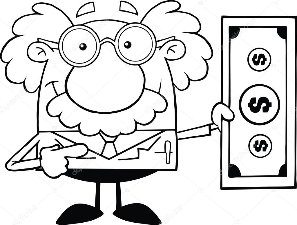 1024x776 Black And White Scientist Or Professor Showing A Dollar Bill