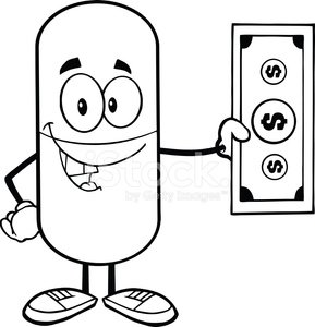 289x300 Black And White Pill Capsule Showing A Dollar Bill Stock Vectors